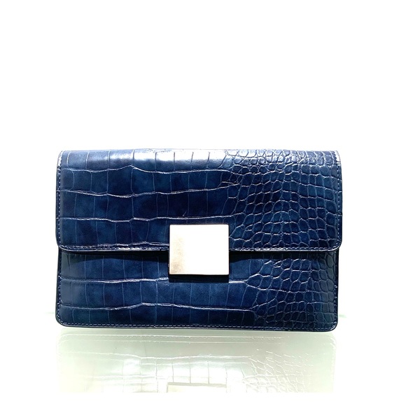 navy envelope clutch